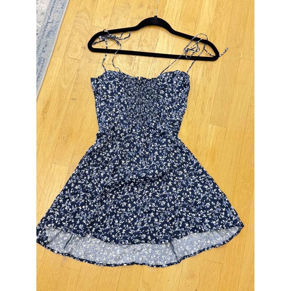 Reformation Saskia Dress Floral Midnight Blue Navy Bustier Mini Sz 2 EUC Boho - Picture 8 of 14